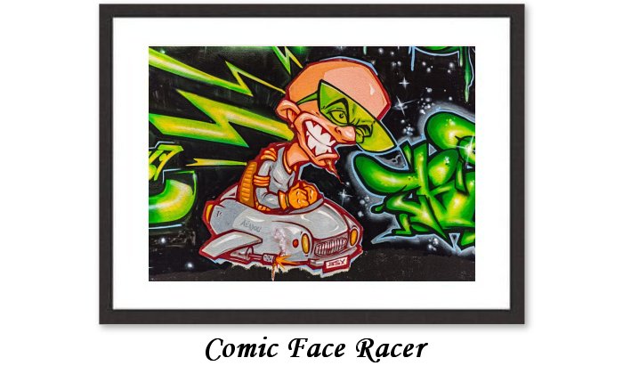 Comic Face Racer Framed Print